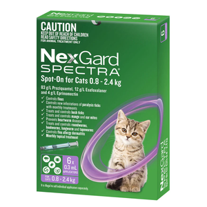 NexGard Spectra Spot-On for Kittens & Small Cats 0.8 - 2.4kg (Purple) 6pk Nextgard spectra, next guard, nextguard, necguard, necgard, nex gard, nexguard