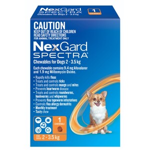 Nexgard Spectra Orange 1 Pack for dogs 2-3.5kg - XSmall dogs