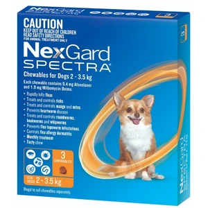 Nexgard Spectra for dogs 2 - 3.5 kg Orange 3 pack for Very Small dogs  