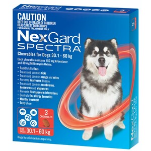Nexgard Spectra for dogs 30-60 kg Red 3 pack for Extra Large dogs 