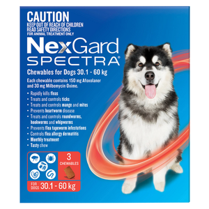 Nexgard Spectra for dogs 30-60 kg Red 6pk for XLarge dogs  