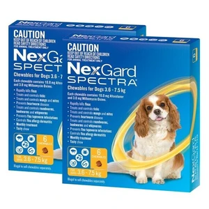 Nexgard Spectra for dogs 3.6- 7.5 kg Yellow 12pk for Small dogs (x2 6pk) 