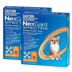Nexgard Spectra for dogs 2 - 3.5 kg Orange 12pk for Very Small dogs (2x 6pk) 