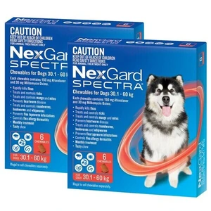 Nexgard Spectra for dogs 30-60 kg Red 12pk for Extra Large dogs (2x 6pk) 