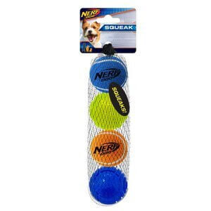 Nerf 4 Ball Pack 5cm - 2 x Squeak Tennis Balls / 2 x TPR Lightning LED Balls