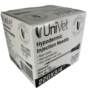 Univet Hypodermic Needles Box of 100 - 22g 3/4"