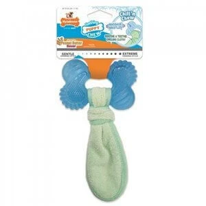Nylabone Puppy Freezer Bone w/Chiller Cloth Peanut Butter