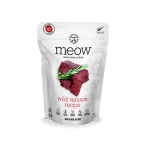 Meow Freeze Dried Cat Food - Wild Venison 50gm freeze dried cat treats, natural cat treats, grain free cat treats, venison cat treats, raw cat treats, high protein cat treats, healthy cat snacks, New Zealand cat treats, Meow cat treats, taurine cat treats