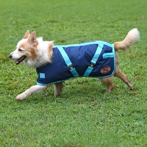 Thermo Master Supreme Dog Coat - Navy/Baby Blue - Size 12 (31cm) Thermo Master dog coat, winter dog coat, waterproof dog jacket, navy dog coat, thermomaster, warm dog coat, insulated dog jacket, 840 denier dog coat, dog coat for cold weather, adjustable dog coat, machine washable dog jacket, dog winter wear, pet 