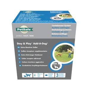 Petsafe Stay & Play Wireless Fence Receiver Extra Collar PetSafe Stay & Play collar, wireless fence dog collar, rechargeable pet containment collar, waterproof dog training collar, tone-only dog collar, PetSafe wireless collar, adjustable dog receiver collar, add-a-dog collar for wireless fence
