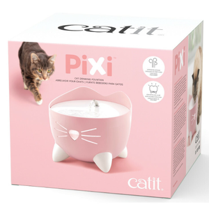 Catit Pixi Cat Fountain 2L - Light Pink Catit PIXI pink fountain, pink cat water fountain, quiet pink cat fountain, Catit pink drinking fountain, triple filtration fountain pink, LED cat fountain pink, 2L pink cat fountain, Catit water fountain pink