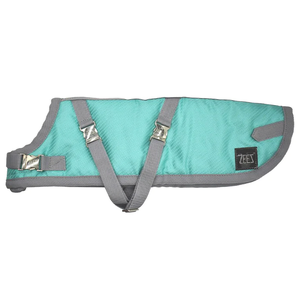 Zeez Supreme Dachshund Dog Coat Mint Green/ Grey