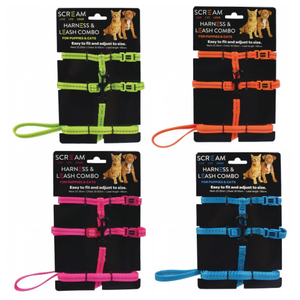 Scream Cat & Puppy Reflective Adjustable Harness & Leash