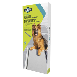 PetSafe Happy Ride Extra-Long Telescoping Dog Ramp extra long dog ramp, wide dog ramp, PetSafe telescoping ramp, dog ramp for ute, dog ramp for SUV, aluminium dog ramp, dog ramp for steep vehicles, PetSafe Happy Ride ramp, ramp for large dogs, travel ramp for dogs