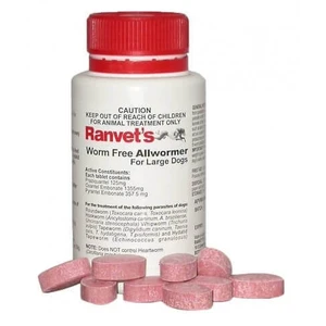 Ranvet Wormer for Large Dogs 25kg 100 pack