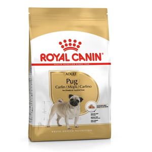 Royal Canin Pug Adult Dry Dog Food 7.5kg  Pug dog food, Royal Canin Pug food, dog food for Pugs, skin support dog food, breed specific dog food, dog food for brachycephalic dogs, dry food for Pugs