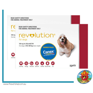 Revolution 12 pack for dogs 10- 20kg Red Plus Free Canex Worming Tablets