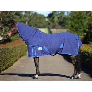 Horse Master Canvas Ripstock Combo Rug - Navy w/Blue Trim (5'0"/153cm) Horsemaster horse rug, waterproof horse rug Australia, canvas horse rug, ripstop horse rug, insulated horse rug, turnout horse rug, horse rug with leg straps