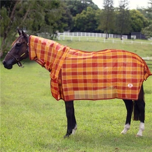 Kool Master PVC Shade Mesh Combo - Red/Amber kool master pvc shade mesh combo, horse mesh rug, kool master summer rug, uv protection horse rug, breathable horse rug, insect proof horse rug, kool master red amber, pvc mesh horse combo