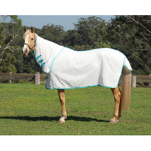 Kool Master Flag Combo Rug - White & Turquoise