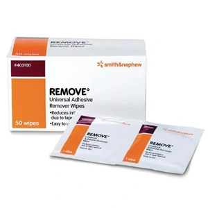 Smith & Nephew Remove Adhesive Remover Wipes - Pack of 50 adhesive remover wipes australia, remove sticky residue from skin wipes, bandage tape remover wipes, gentle adhesive remover for sensitive skin, aloe formulated adhesive wipe, adhesive trauma reduction wipes, dressing change adhesive remover, single use a