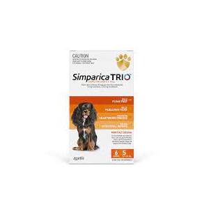 Simparica Trio 6 pack for dogs 5.1-10kg - Flea, Tick and Worming Treatment  *ORANGE*  