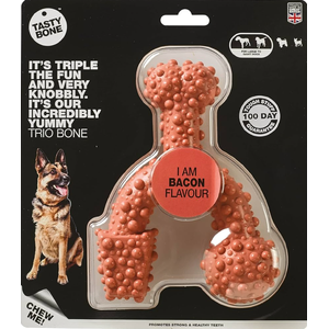 Tasty Bone Super Tough Trio Bone Bacon Dog Toy