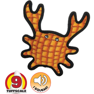Tuffy Sea Creatures - Crab (Medium)  tough crab dog toy, Tuffy Orange Crab, durable floating dog toy, squeaky plush dog toy, Tuffy Sea Creatures Medium Crab, dog toy for large breeds, washable dog toy
