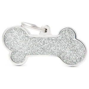 *CLEARANCE* Pet ID Tag Shine Large Grey Bone 2cm x 4cm