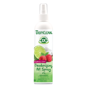 TropiClean EnduraScent Raspberry Lime Deodorizing Spray 236mL tropiclean endurascent raspberry lime spray, dog deodorising spray australia, raspberry lime dog deodorising spray, tropiclean odour neutraliser spray, long lasting dog fragrance spray