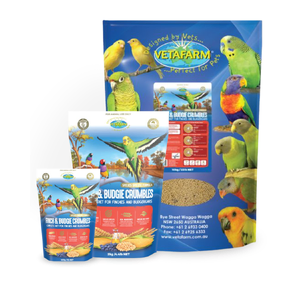 Vetafarm Finch and Budgie Crumbles Vetafarm Finch and Budgie Crumbles, complete bird diet, budgie pellets, finch food, canary food, bird breeding diet, Australian bird food, bird pellets, small bird nutrition, avian vet formulated bird food, natural bird crumble, no artificial colours bird