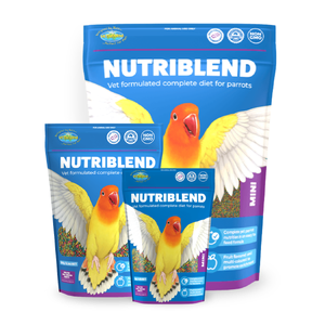 Vetafarm Nutriblend Mini Pellet bird pellets for seed eaters, balanced bird diet pellets, parrot nutrition pellets, fruit-flavored bird pellets, healthy bird food, vitamin enriched bird pellets, amino acid bird diet, pellet diet for parrots, avian balanced nutrition, Vetafarm bird pelle