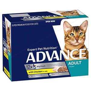 Advance Feline Adult Chicken and Jelly Pouches 12 x 85g