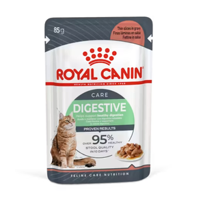 Royal Canin Digestive Care Chunks in Gravy Wet Cat Food 12 x 85g Royal Canin Digestive Care wet, cat food for sensitive stomach, wet cat food digestion, chunks in gravy cat food, digestive support cat food, high digestibility cat food, wet food for stool quality