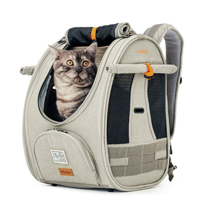Ibiyaya Adventure Backpack Carrier - Grey-Green cat carrier backpack, Ibiyaya cat backpack, hands-free cat carrier, ventilated cat backpack, travel backpack for cats, pet backpack for cats, cat travel carrier, soft cat carrier, backpack carrier for cats, adventure cat carrier, portable cat backpack, ou