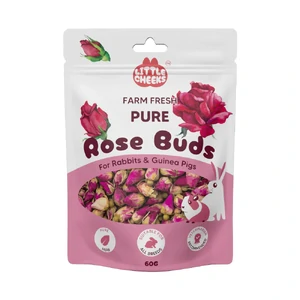 Little Cheeks Farm Fresh Pure Rose Buds 35g rose buds, pure rose buds, dried rose buds, rabbit herbs, guinea pig herbs, small animal herbs, natural rabbit treat, natural guinea pig treat, herbal rabbit treat, herbal guinea pig treat, vitamin c rabbit, vitamin c guinea pig, antioxidant rabbit, antio
