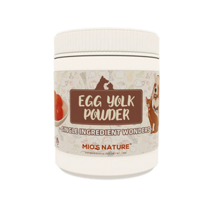 Mios Nature Egg Yolk Powder 120g egg yolk powder, egg yoke powder, yolk powder, egg powder for dogs, egg powder for cats, single ingredient supplement, digestive supplement for dogs, digestive supplement for cats, hairball remedy, cat hairball powder, dog digestive health, pet egg powder