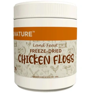 Mios Nature Freeze Dried Chicken Floss 100g freeze dried chicken for dogs, freeze dried chicken for cats, chicken floss pet topper, chicken floss for dogs, chicken floss for cats, natural chicken treat, high protein dog topper, high protein cat topper, picky eater dog food topper, picky eater cat f