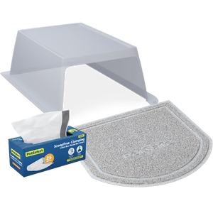 PetSafe ScoopFree Clumping Self-Cleaning Litter Box Hood & Accessory Bundle PetSafe ScoopFree litter box hood, ScoopFree clumping litter box accessories, cat litter box privacy hood, waste bin liners for ScoopFree, anti-tracking litter mat, self-cleaning litter box accessories, cat litter box odor control, ScoopFree clumping litt