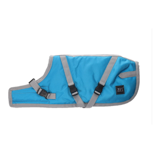 Zeez Supreme Dog Coat Gen 2 - Turquoise & Grey zeez supreme dog coat turquoise grey, zeez gen 2 dog coat australia, waterproof dog coat australia, faux fur lined dog coat, warm winter dog coat, dog coat all breeds sizes, zeez dog coat australia