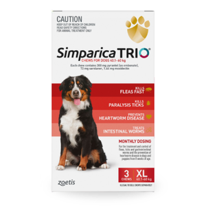 Simparica Trio for XLarge Dogs 40.1 - 60kg Red (3pk)  